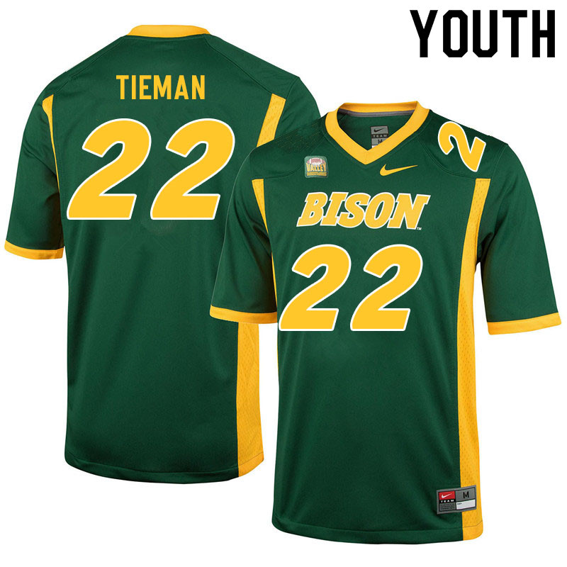 Youth #22 Dalton Tieman North Dakota State Bison College Football Jerseys Sale-Green